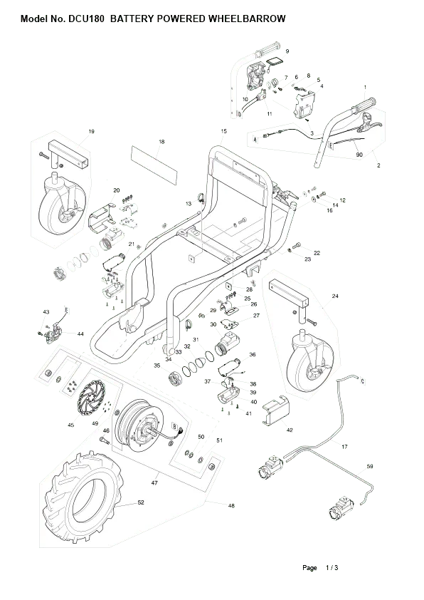 Makita Dcu180 Rear Tire Assembly (Part #126837-8) 1