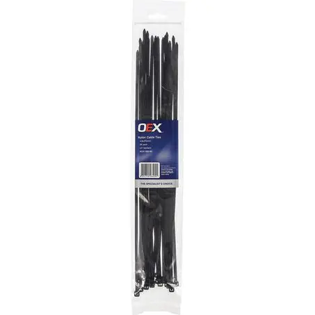 Oex Heavy-Duty Black Nylon Cable Ties – 4.8 Mm × 370 Mm – 25-Pack 1