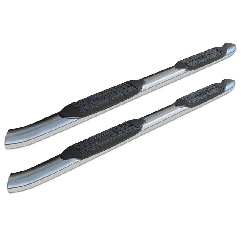 Raptor Series Curved Oval Side Steps — Polished Stainless Steel, 5-Inch Width (2004–2024 Nissan Titan; 2017–2019 Titan Xd King/Extended Cab) 1