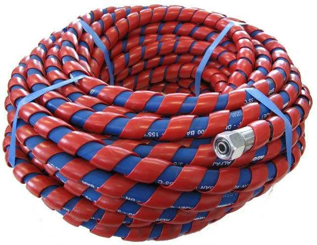 Red Spiral-Wrapped Garden Hose – 10-Meter Flexible Coiled Design 1