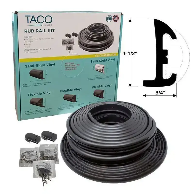 Taco Metals V11-9795Bbk50D-2 Semi-Rigid Black Rub Rail Kit With Bow 1